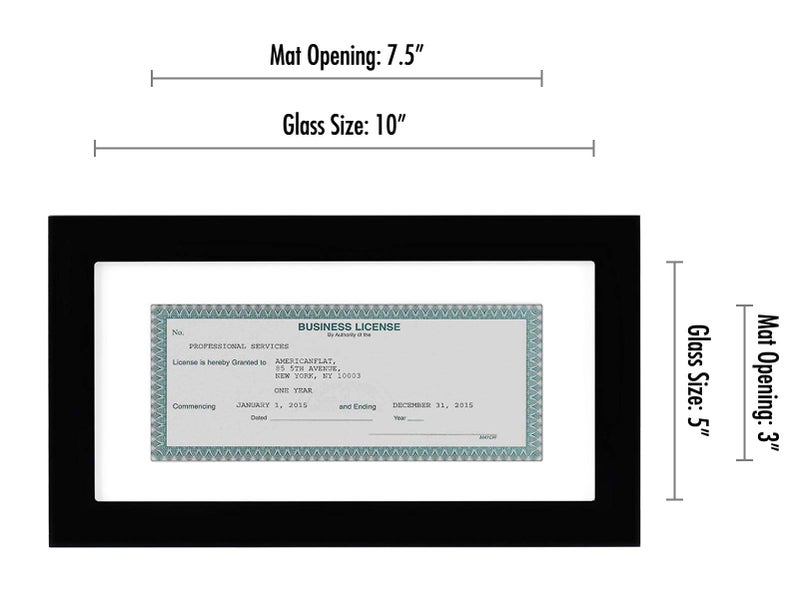 Americanflat 5x10 Business License Frame with Shatter-Resistant Glass - Use as 3.5x8 Frame with Mat or Display 5x10 Document Without Mat - Legacy Collection - Black License Frames for Tabletop or Wall - Image 2